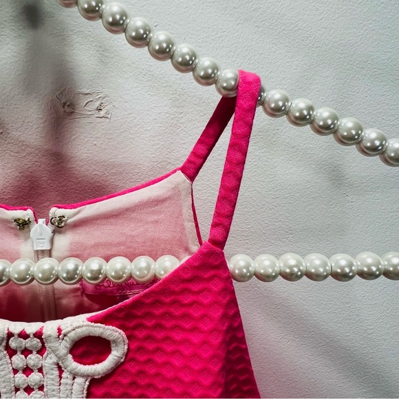 LILLY PULITZER Annabelle Pink White Halter Tank Top Blouse Size 0 - Picture 5 of 11